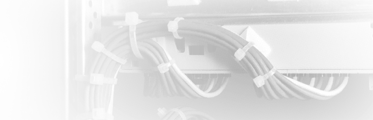 Cat-5 cables tied up on a server.